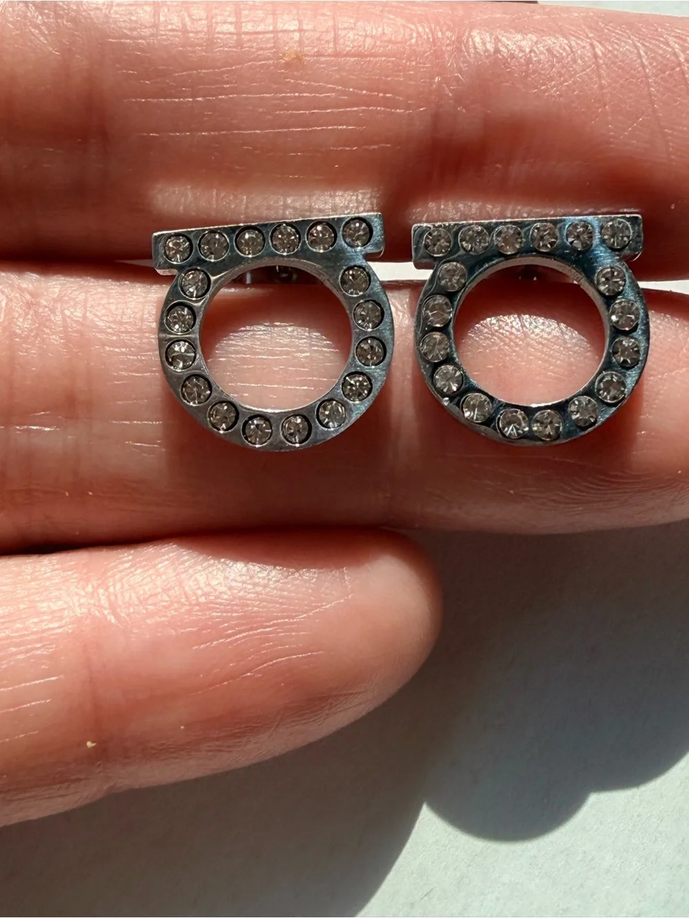 Crystal Accent Stainless Steel Hoop Stud Earrings - luxury inspired
